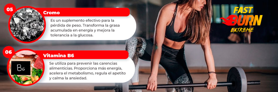 Ingredientes de Fast Burn Extreme Cromo y Vitamina B6